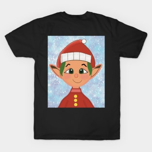 Christmas Elf in the Snow. T-Shirt